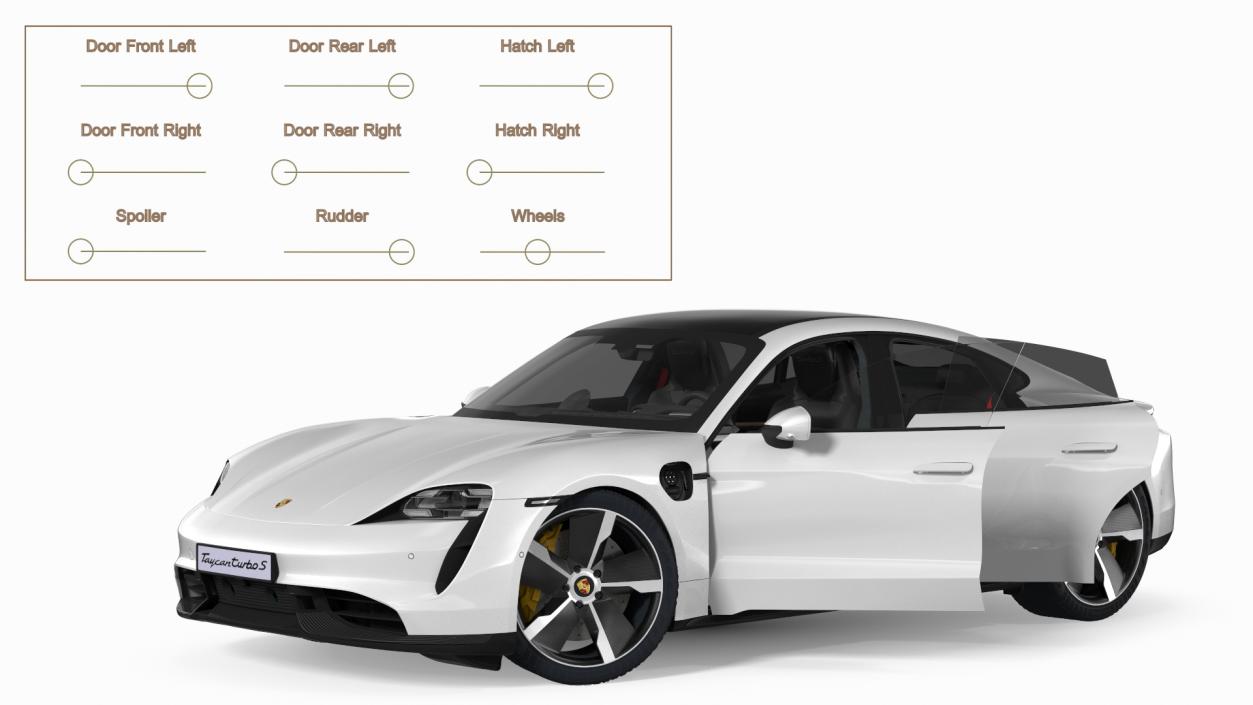 3D model Porsche Taycan Turbo S 2020 White Rigged