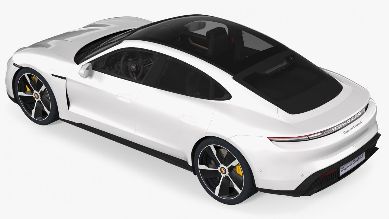 3D model Porsche Taycan Turbo S 2020 White Rigged