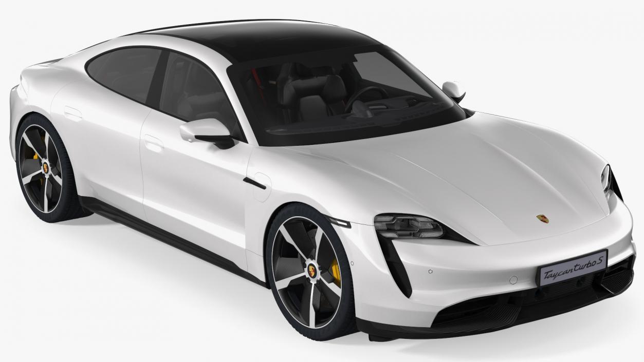 3D model Porsche Taycan Turbo S 2020 White Rigged