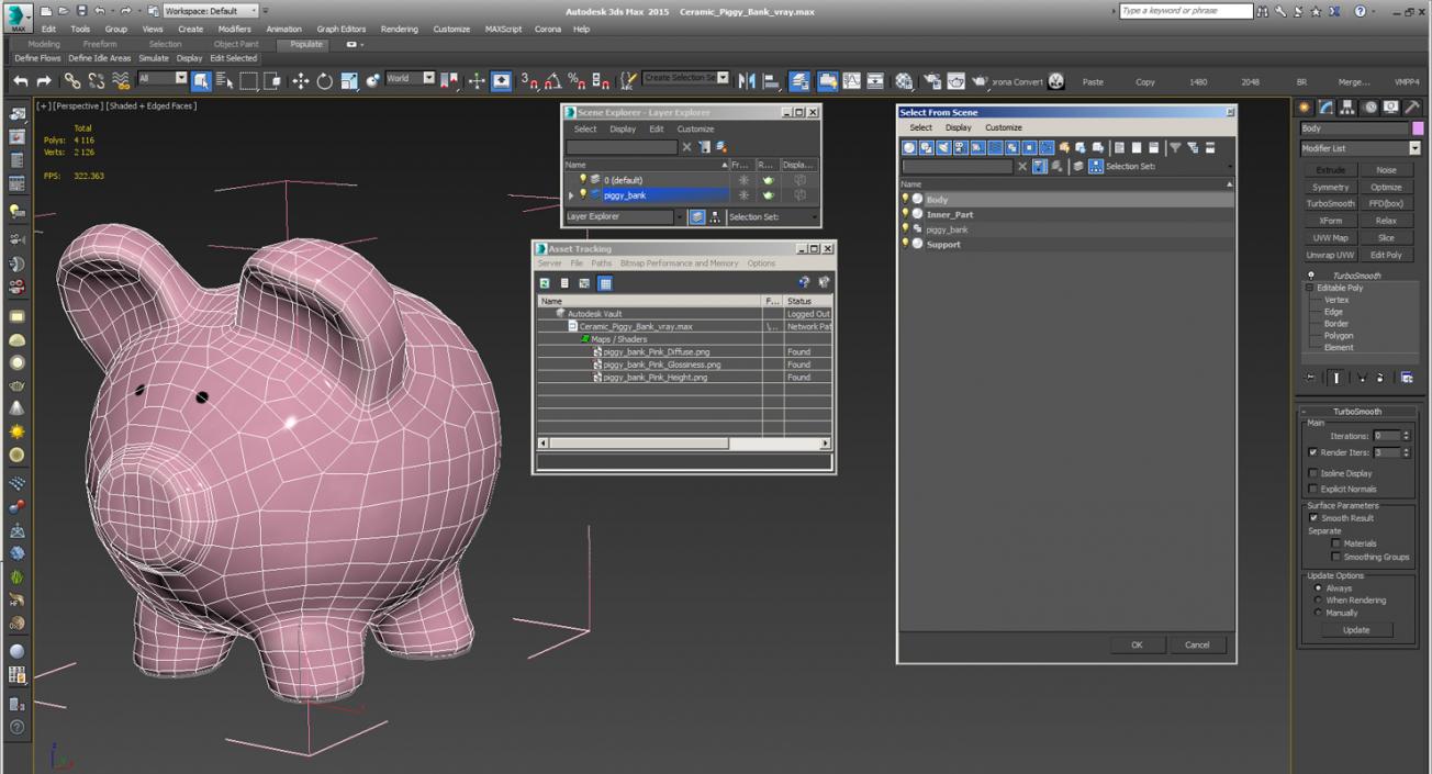 3D Ceramic Piggy Bank model