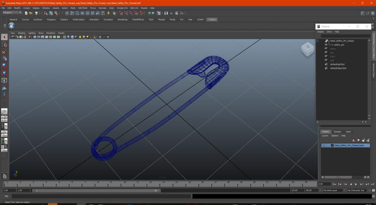 3D Steel Safety Pin Closed model