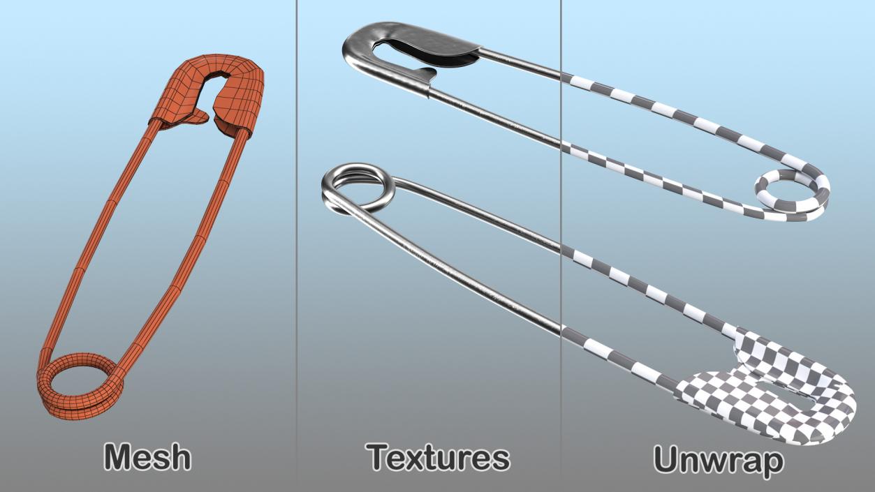 3D Steel Safety Pin Closed model