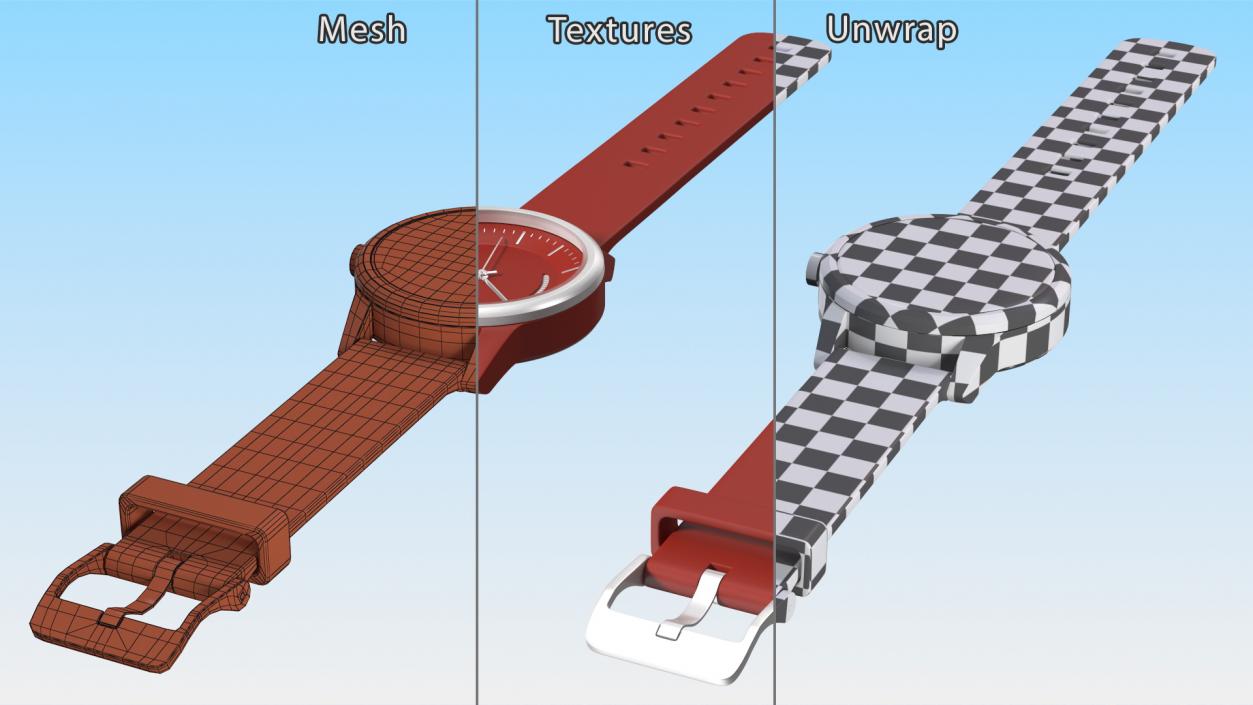 3D Sportive Watch with Unfastened Strap