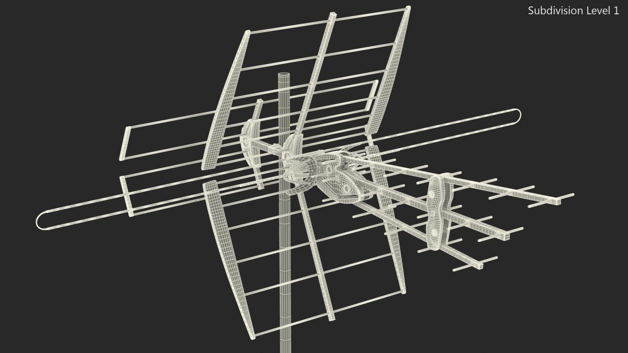 Outdoor Combined VHF UHF Antenna Amplified 3D