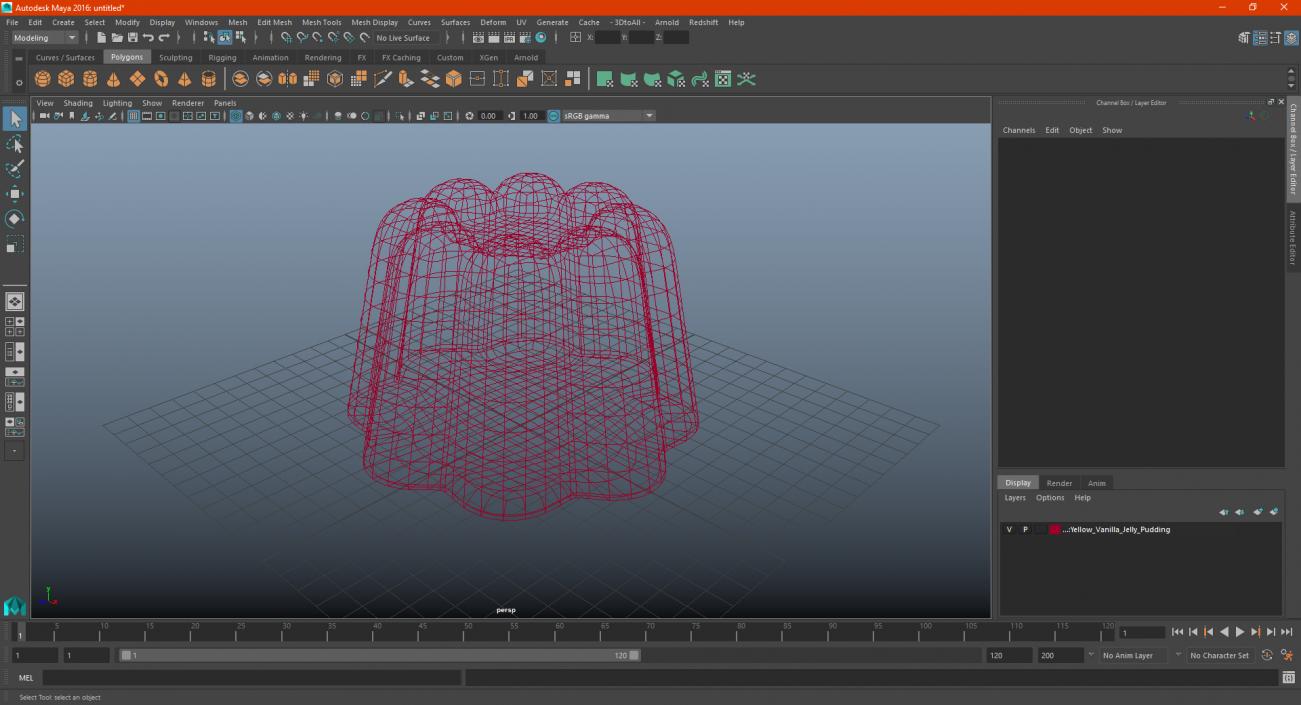 3D Yellow Vanilla Jelly Pudding model