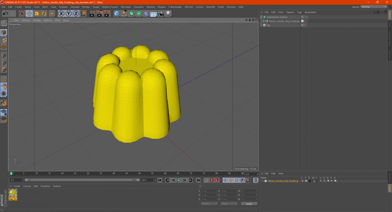 3D Yellow Vanilla Jelly Pudding model