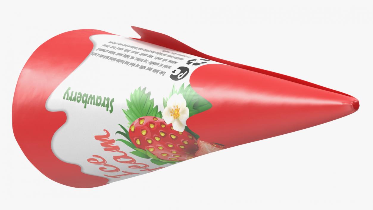 3D model Cone Ice Cream Package Mockup Strawberry