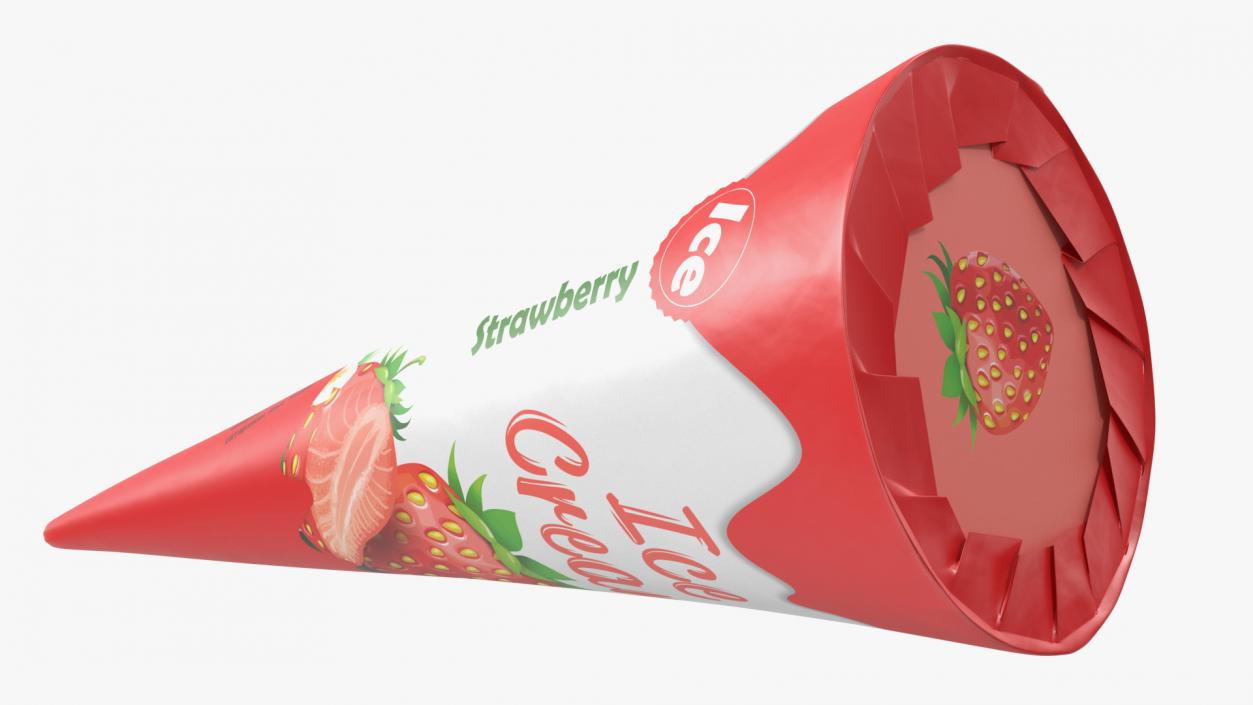 3D model Cone Ice Cream Package Mockup Strawberry