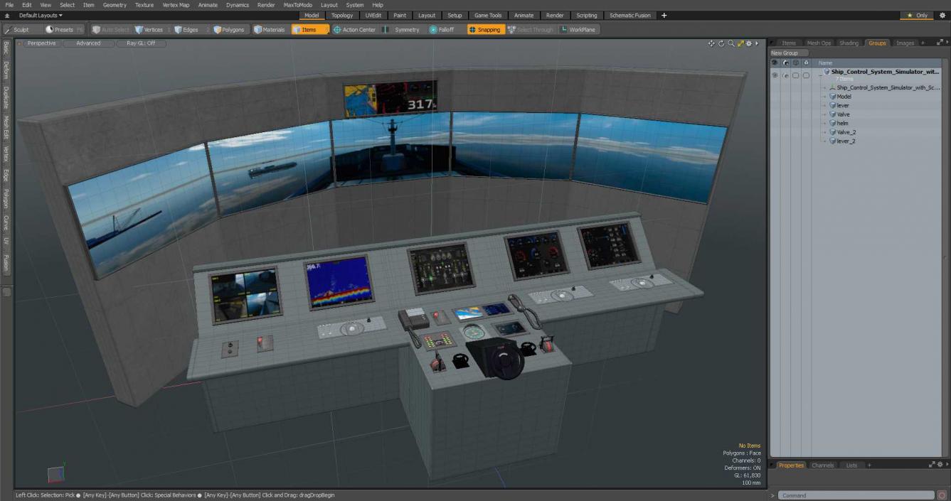 3D Ship Control System Simulator with Screen