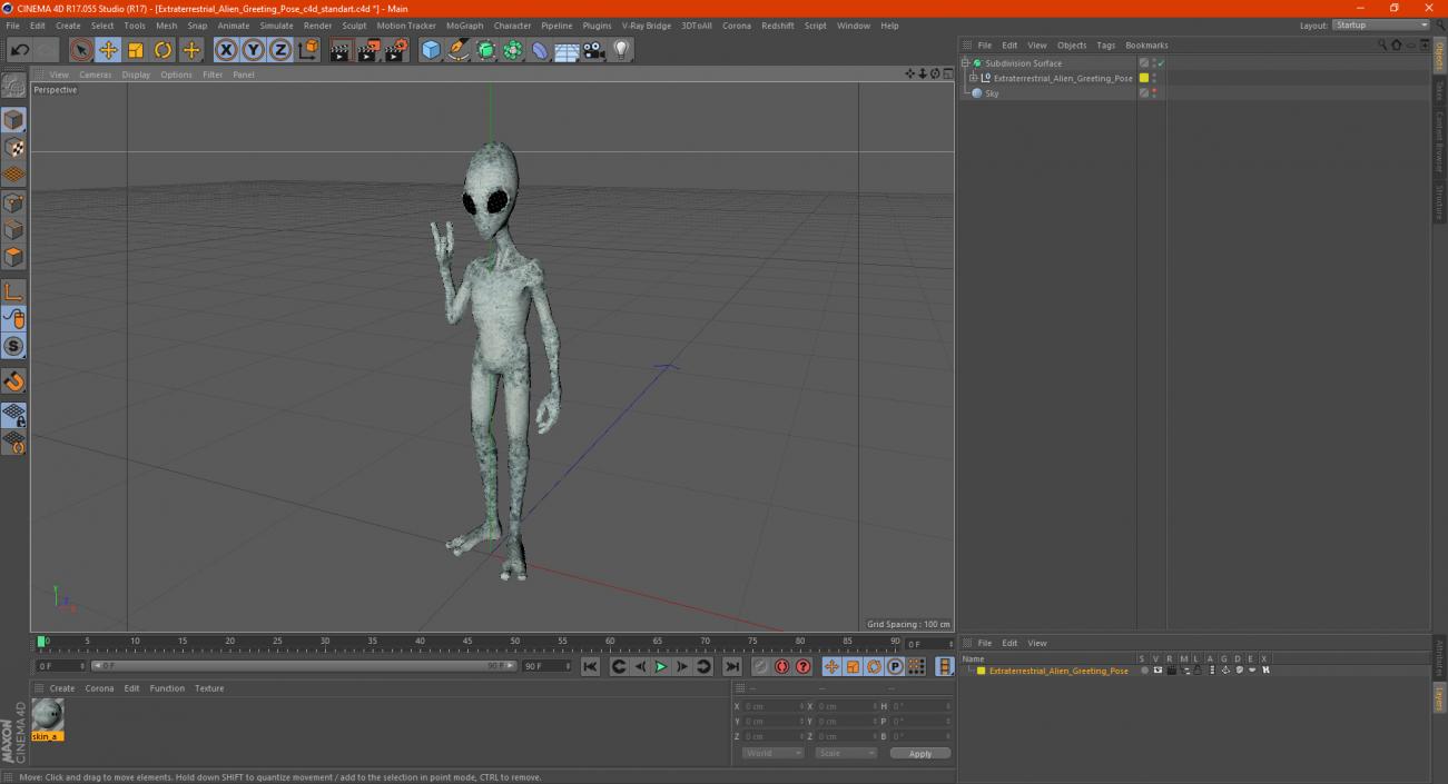 3D Extraterrestrial Alien Greeting Pose