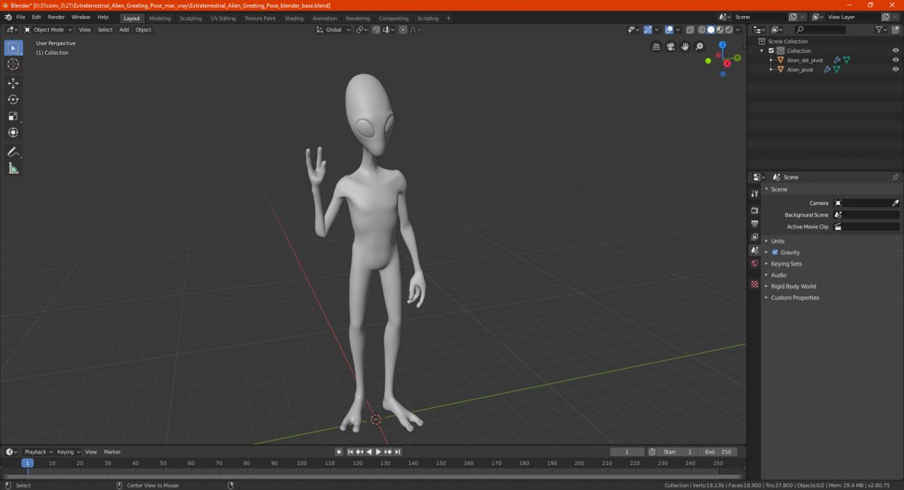 3D Extraterrestrial Alien Greeting Pose