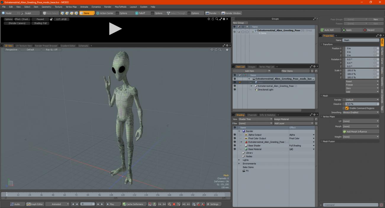 3D Extraterrestrial Alien Greeting Pose