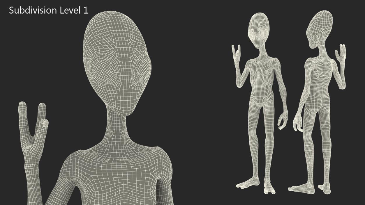 3D Extraterrestrial Alien Greeting Pose