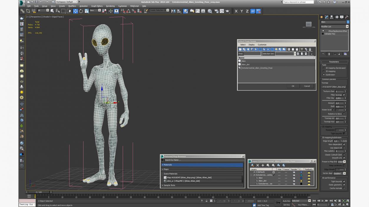 3D Extraterrestrial Alien Greeting Pose