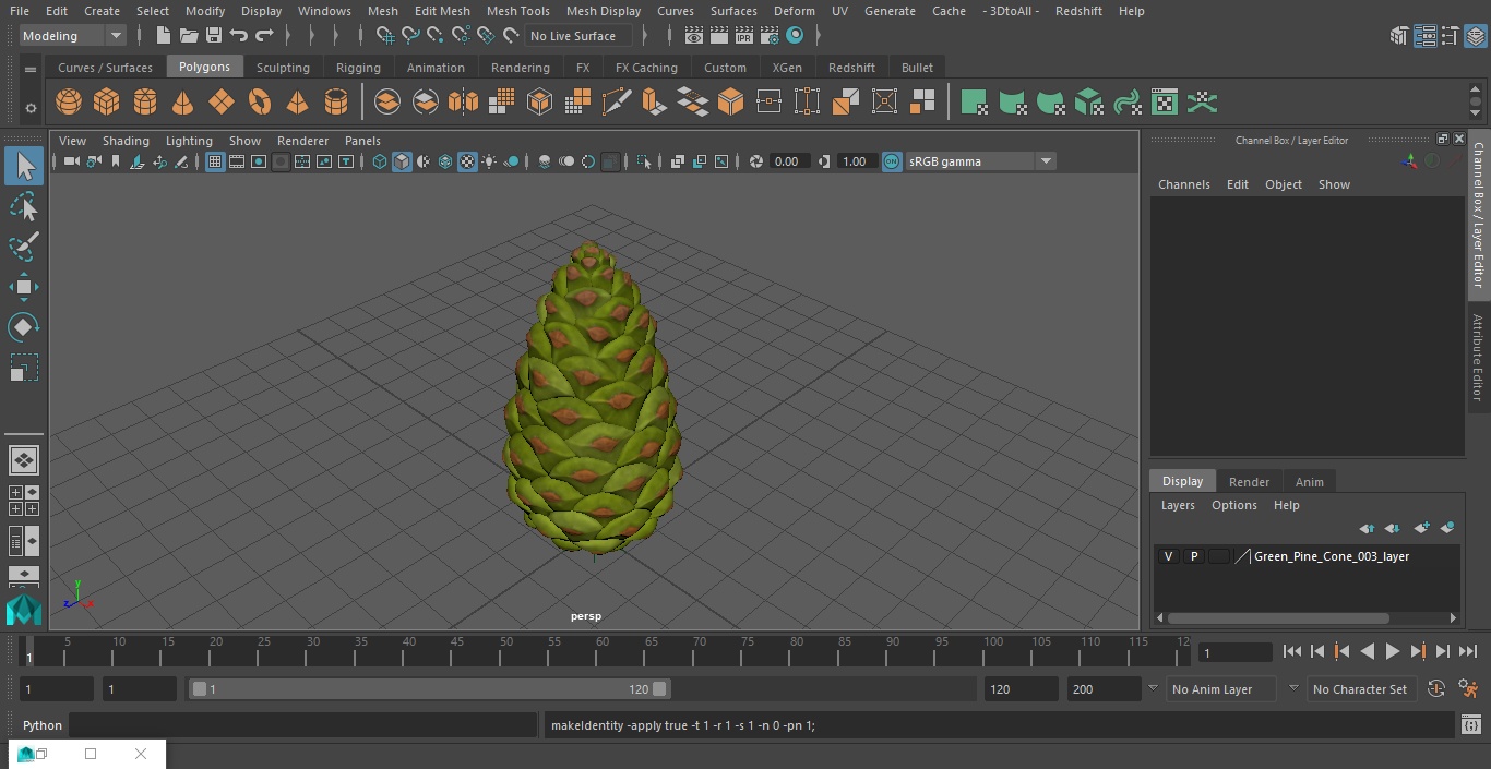 3D model Green Pine Cone