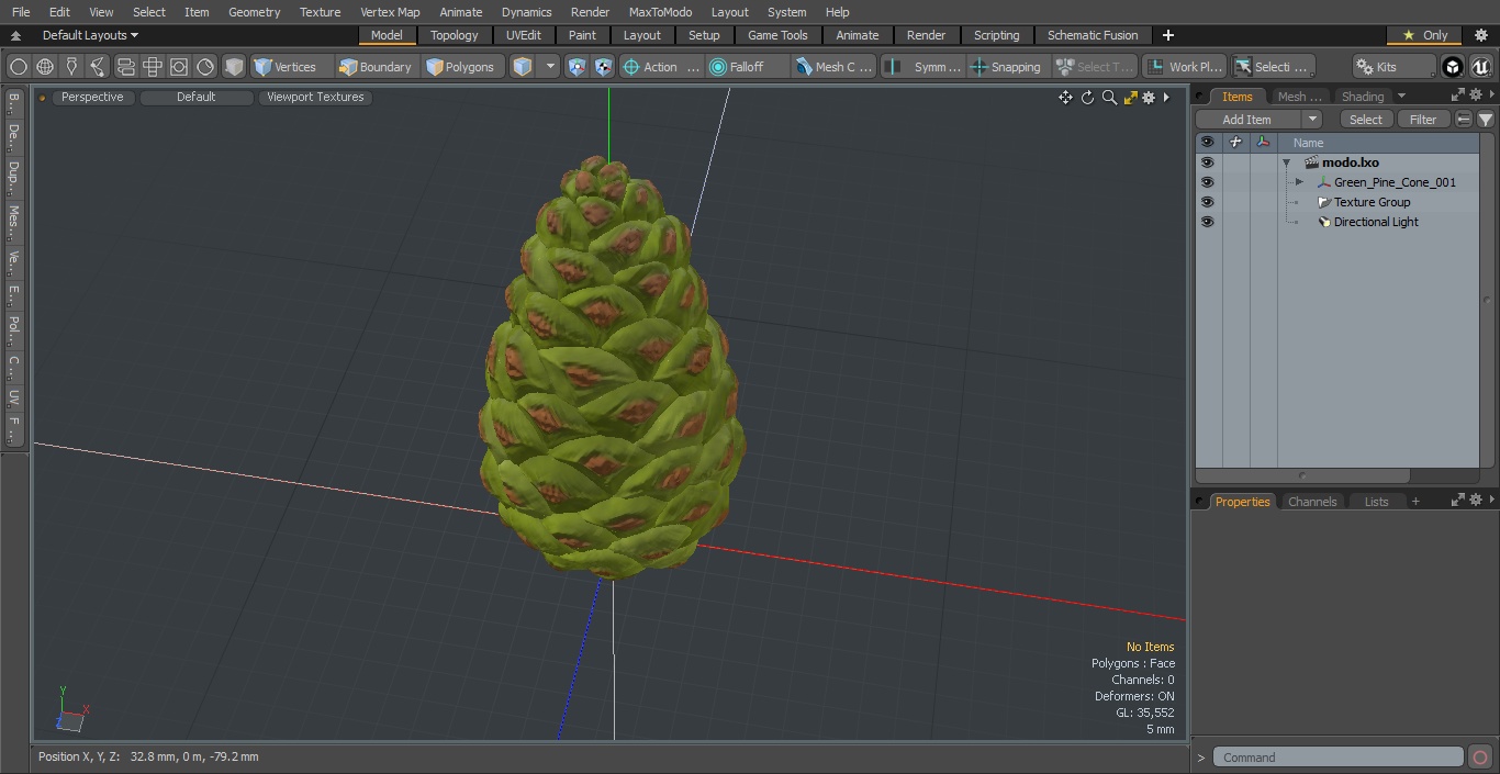 3D model Green Pine Cone