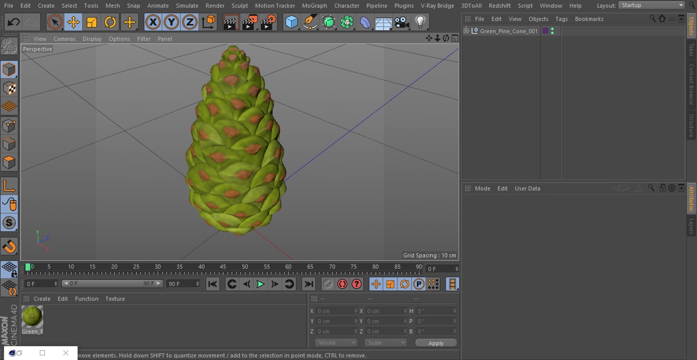 3D model Green Pine Cone