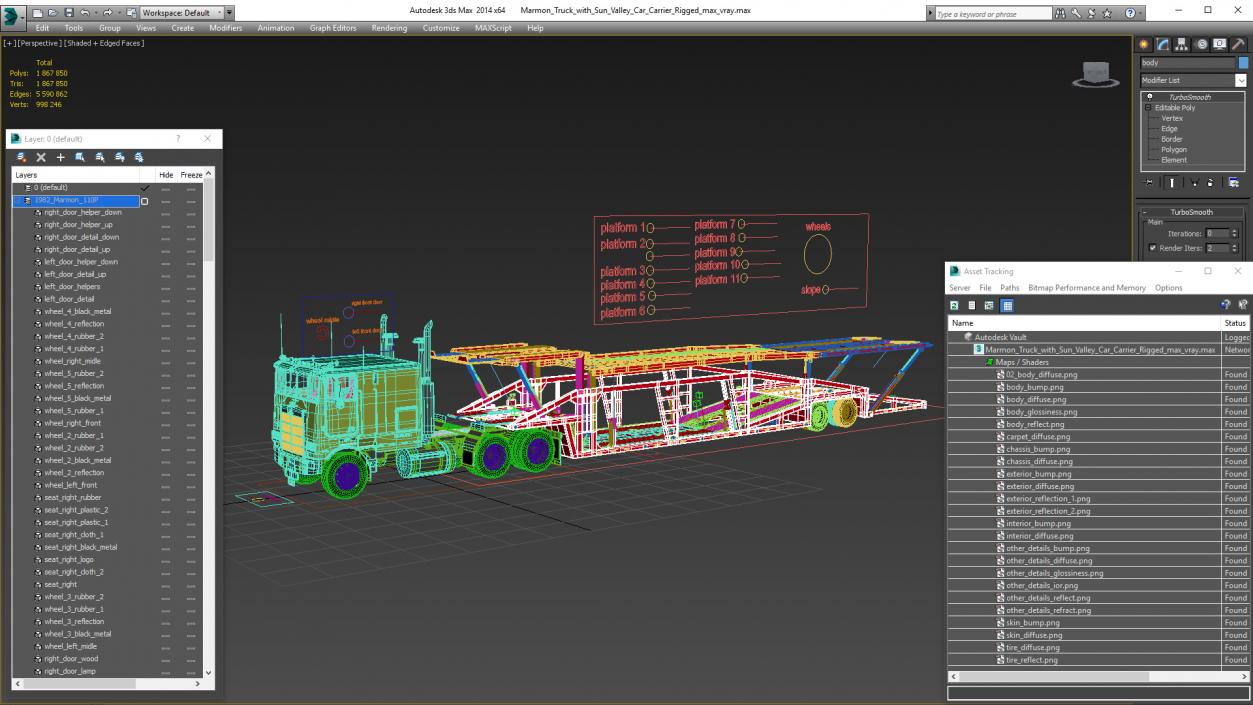 Marmon Truck with Sun Valley Car Carrier Rigged 3D