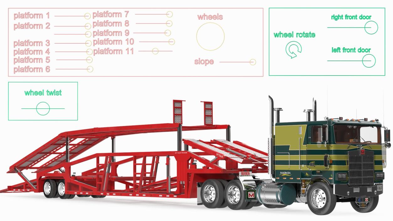 Marmon Truck with Sun Valley Car Carrier Rigged 3D