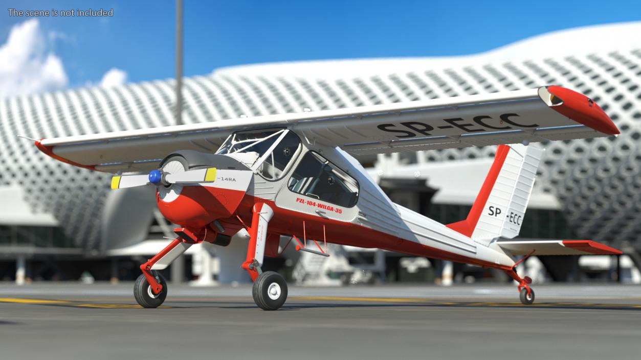 3D PZL 104 Wilga Airplane White model