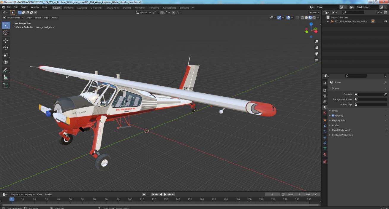 3D PZL 104 Wilga Airplane White model