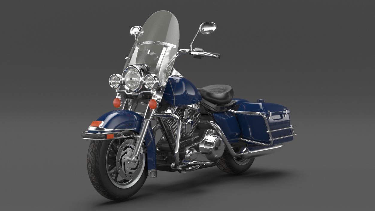 3D model Classic Road Motorcycle Blue Rigged