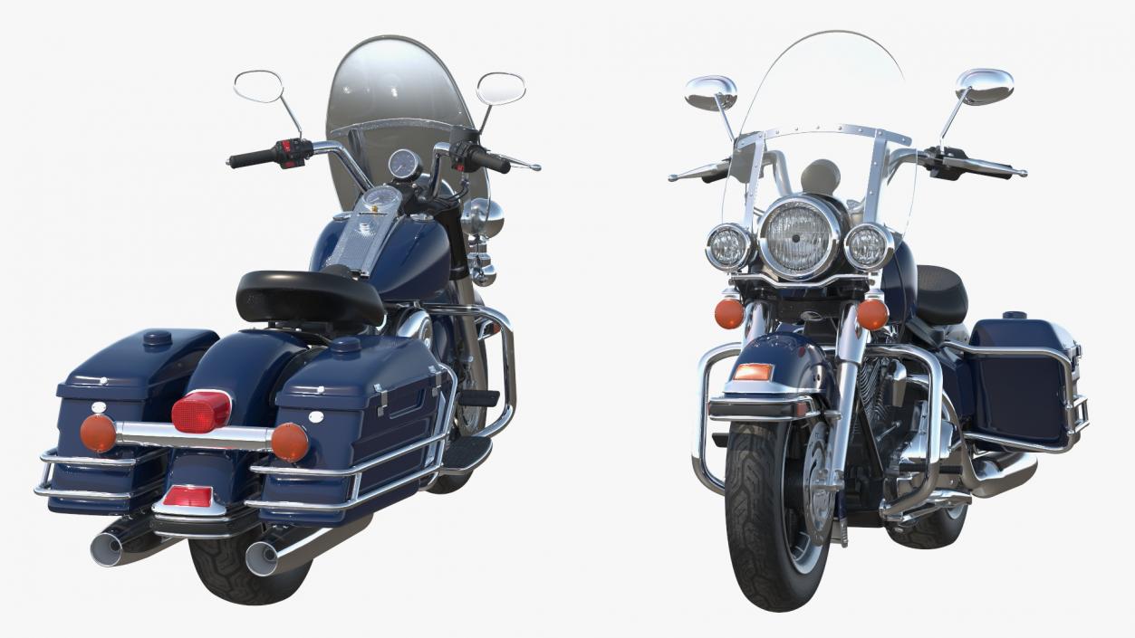 3D model Classic Road Motorcycle Blue Rigged