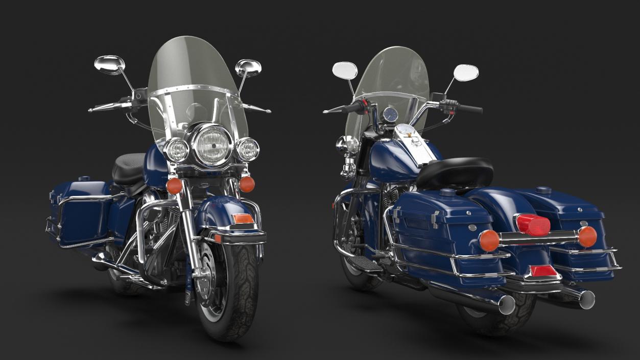 3D model Classic Road Motorcycle Blue Rigged