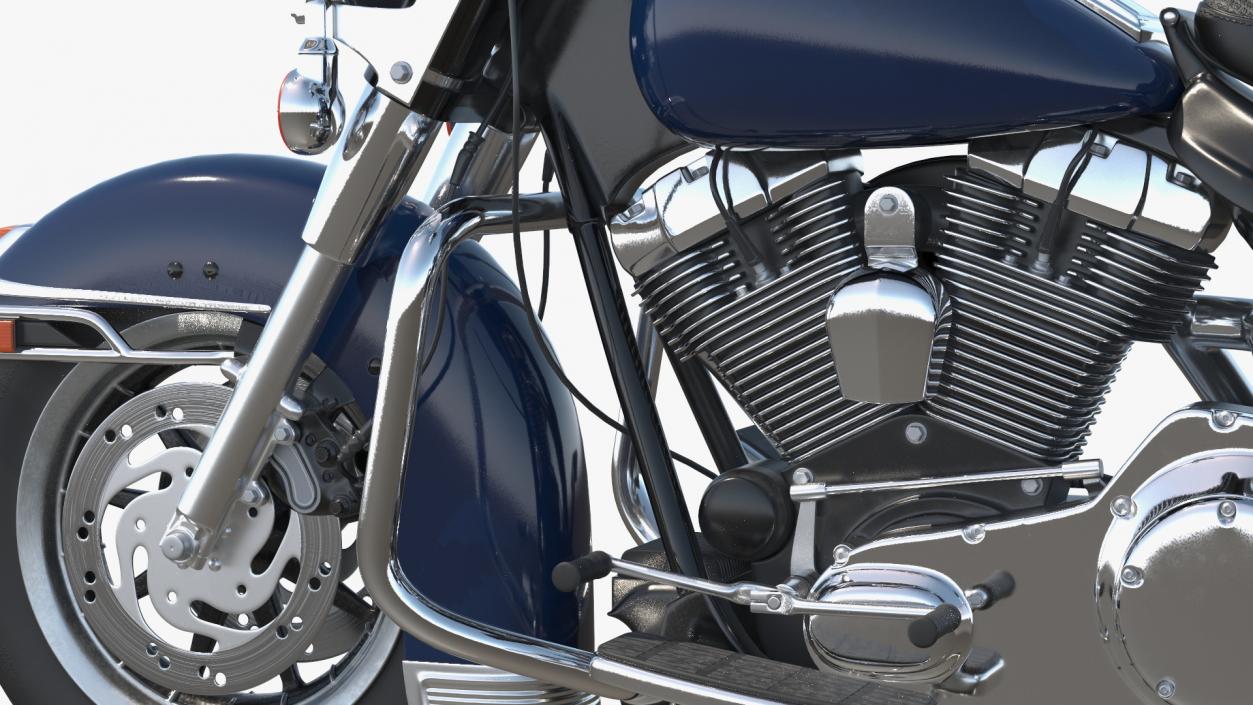 3D model Classic Road Motorcycle Blue Rigged