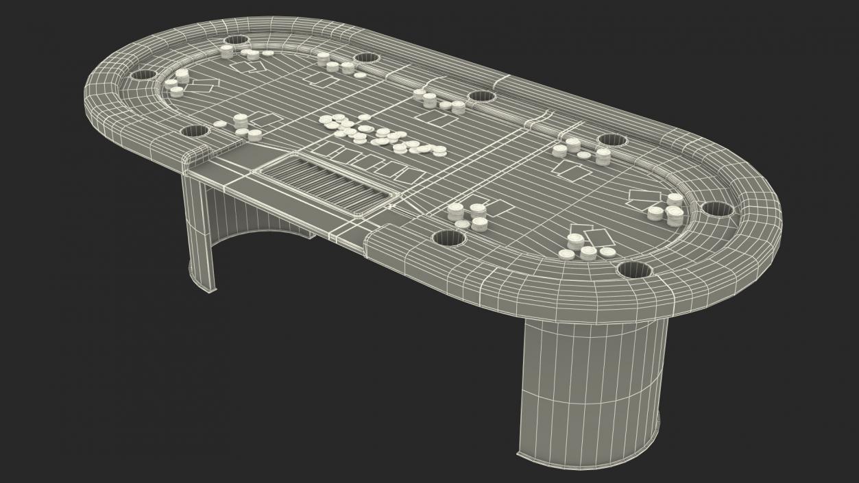 Casino Poker Table with Cards and Chips 3D model