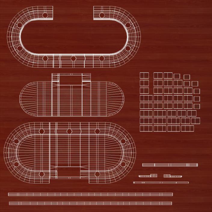 Casino Poker Table with Cards and Chips 3D model