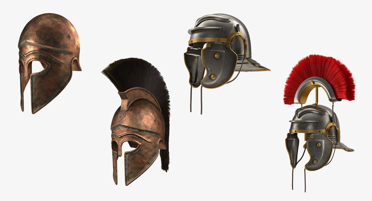 3D Gladiator Helmets Collection model