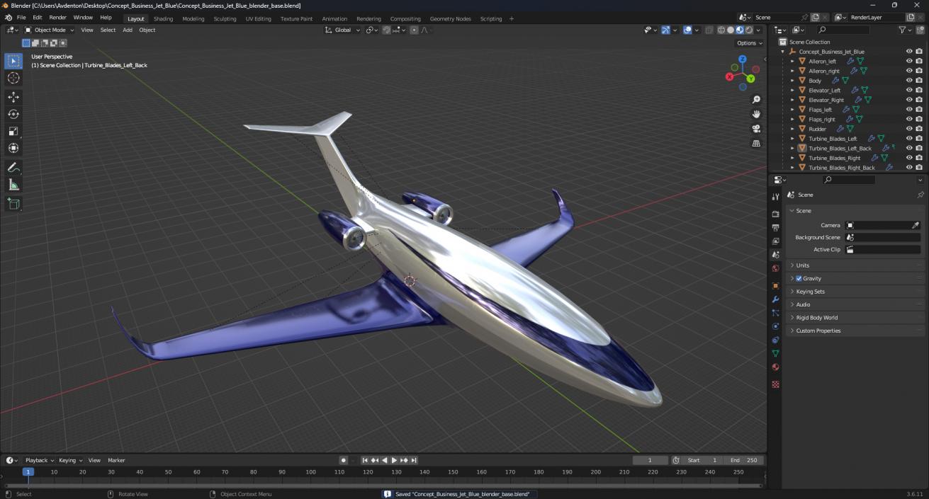 Concept Business Jet Blue 2 3D