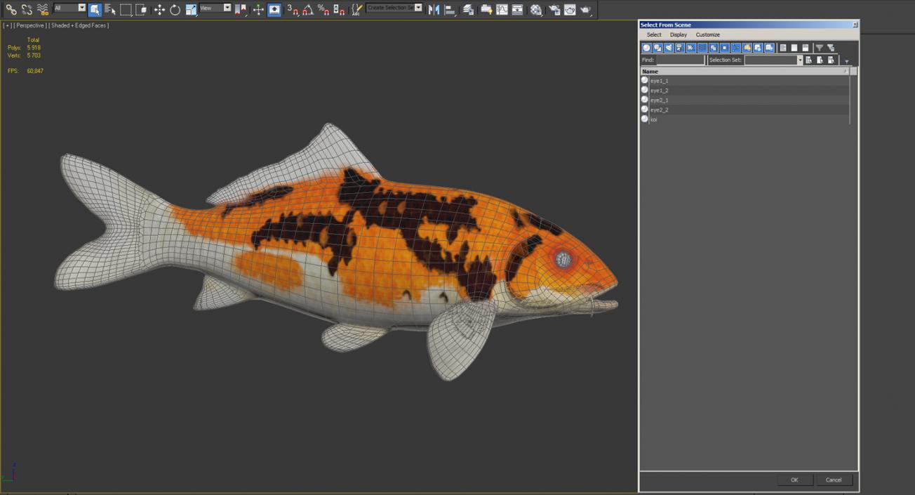 3D model Koi Fish Rigged