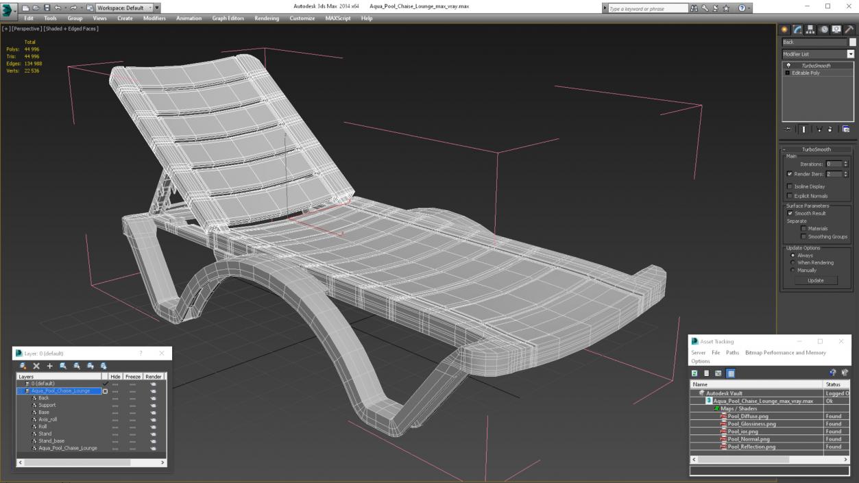 3D Aqua Pool Chaise Lounge model