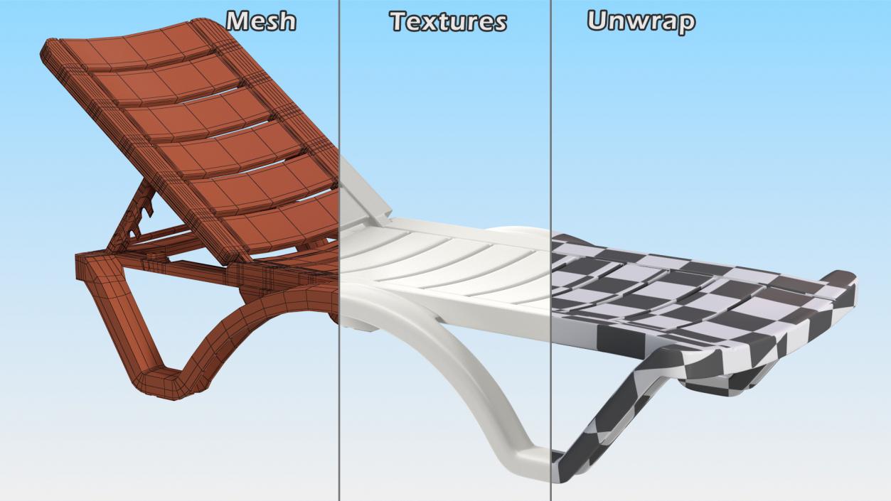 3D Aqua Pool Chaise Lounge model