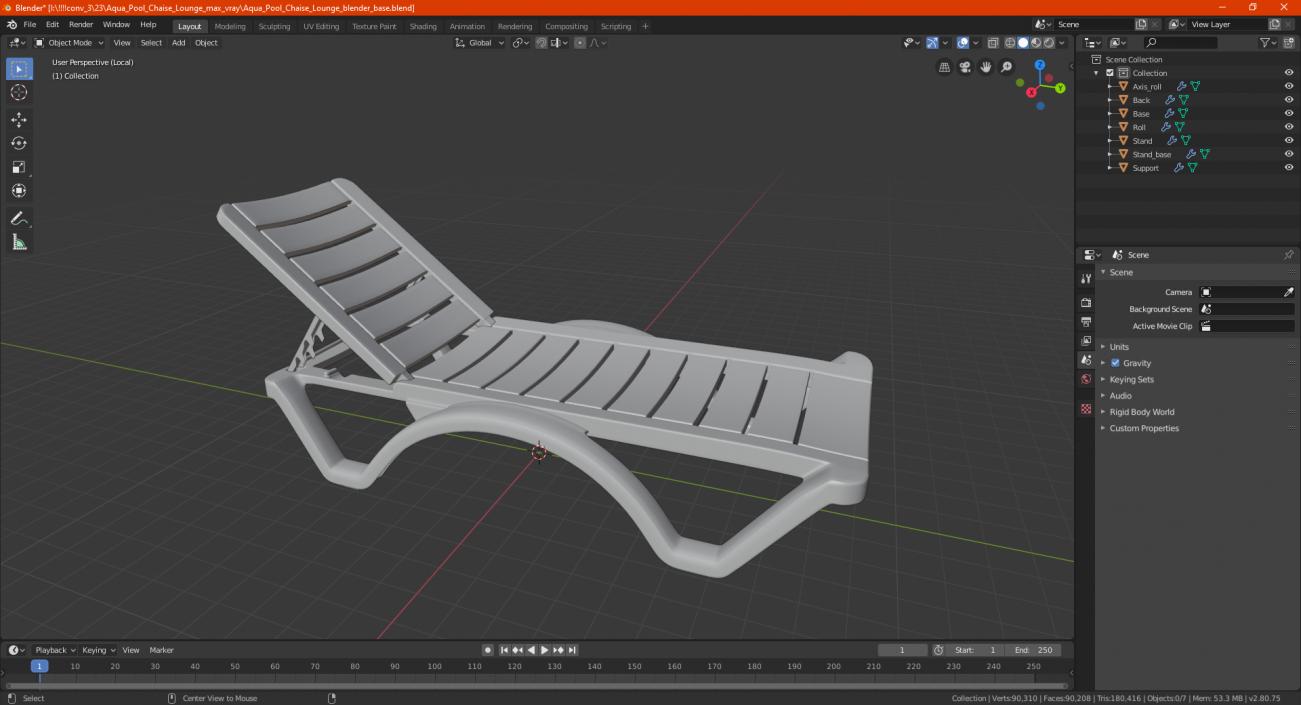 3D Aqua Pool Chaise Lounge model