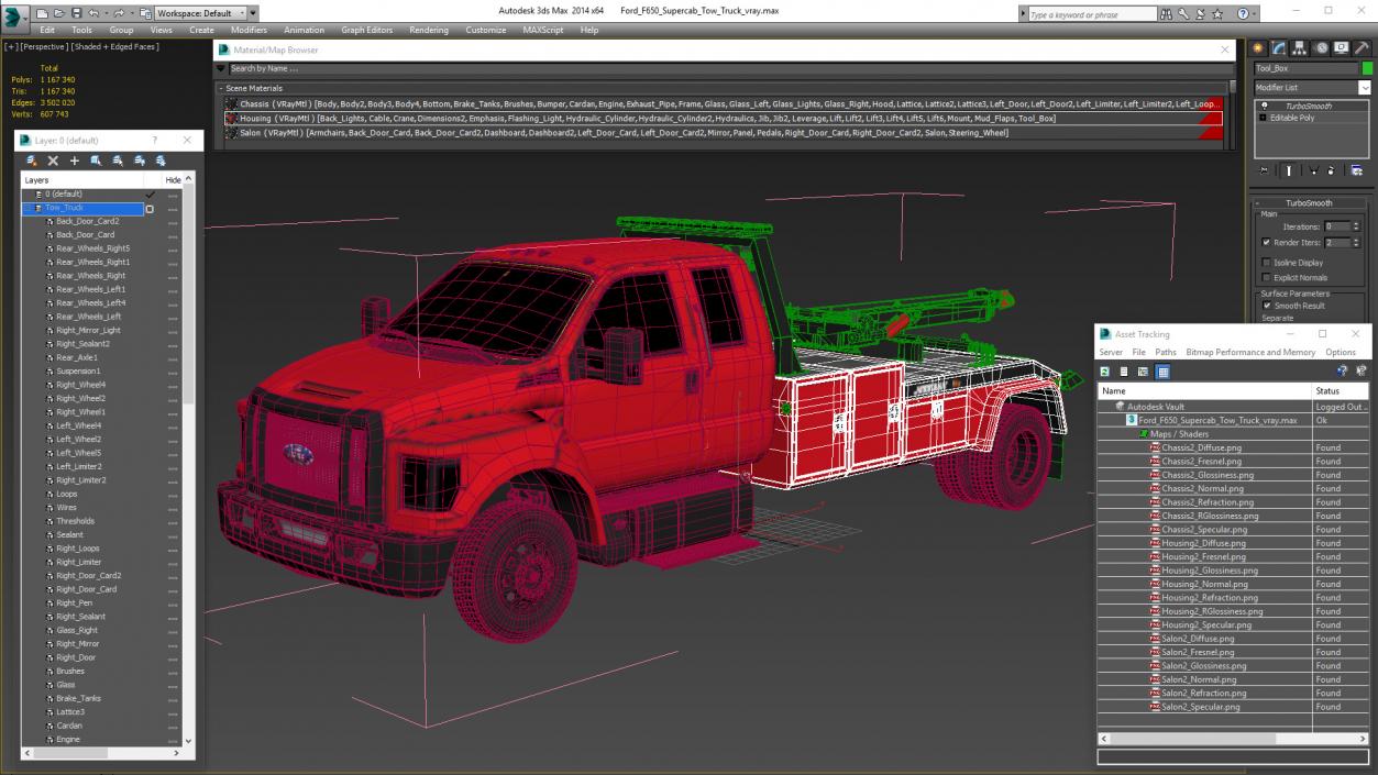 3D Ford F650 Supercab Tow Truck 2019 model