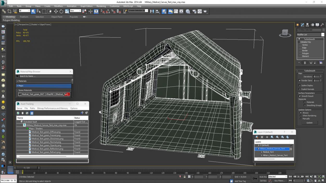 3D model Military Medical Canvas Tent 2