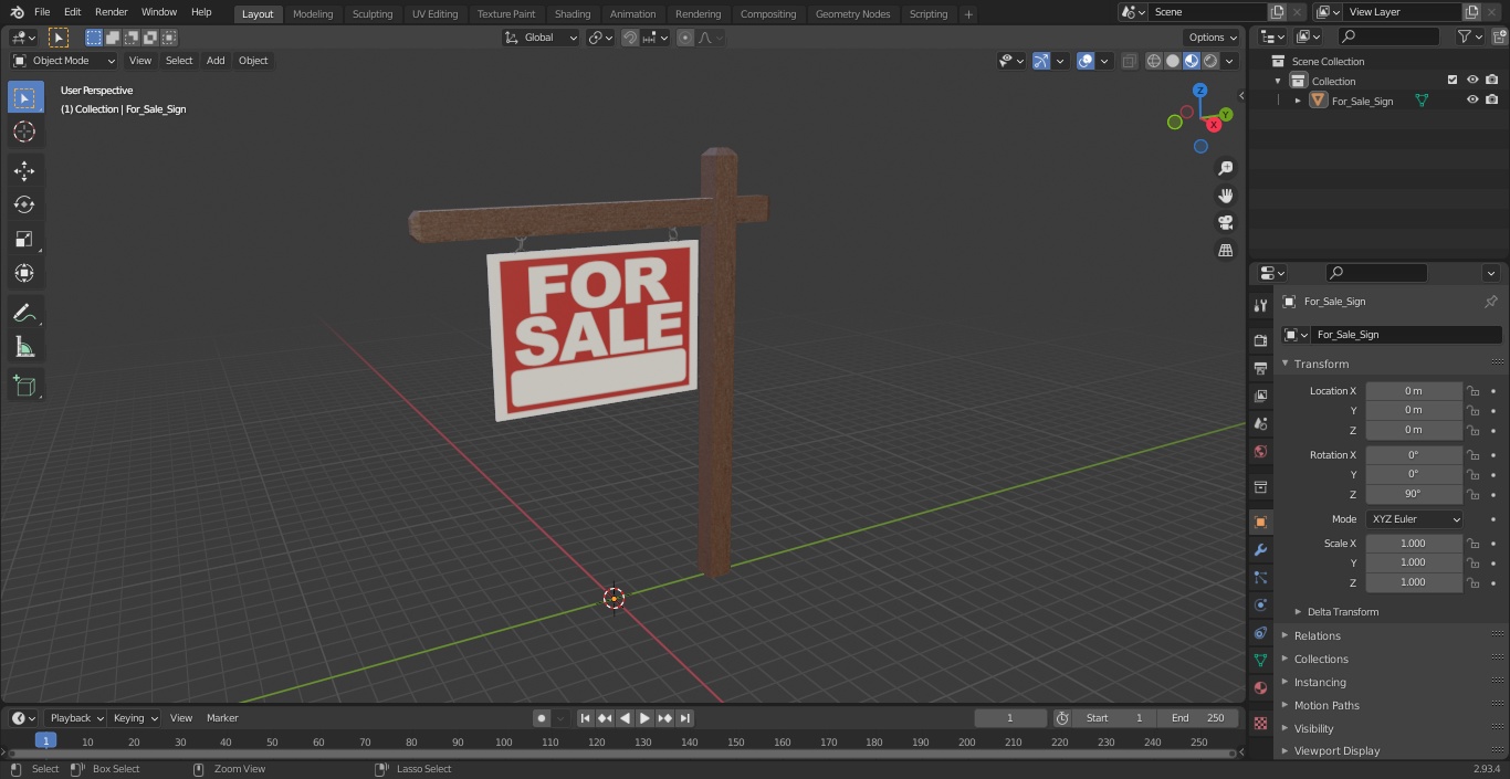 3D For Sale Sign model