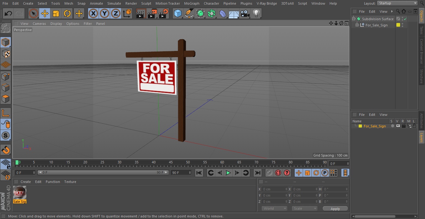 3D For Sale Sign model