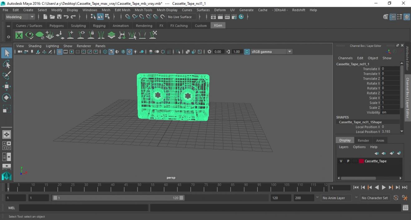 3D Cassette Tape model