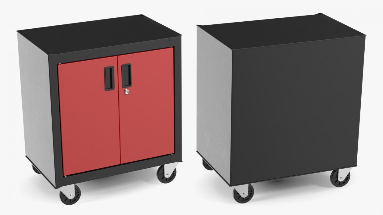 3D model Freestanding Steel Garage Chest Red