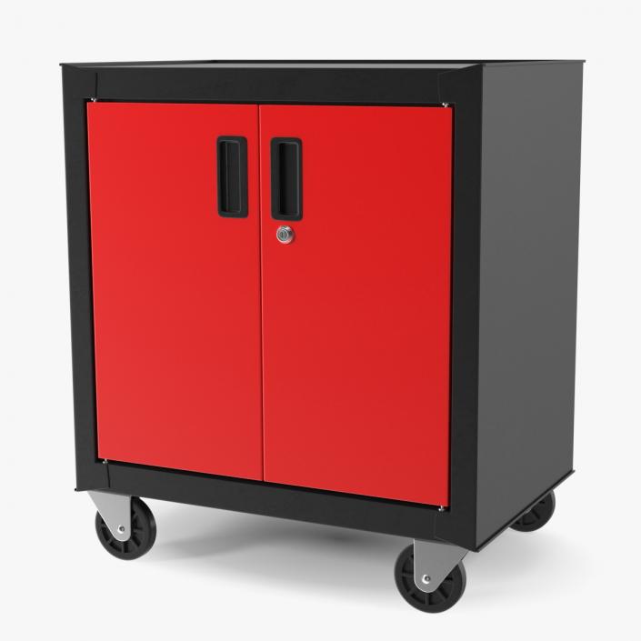 3D model Freestanding Steel Garage Chest Red