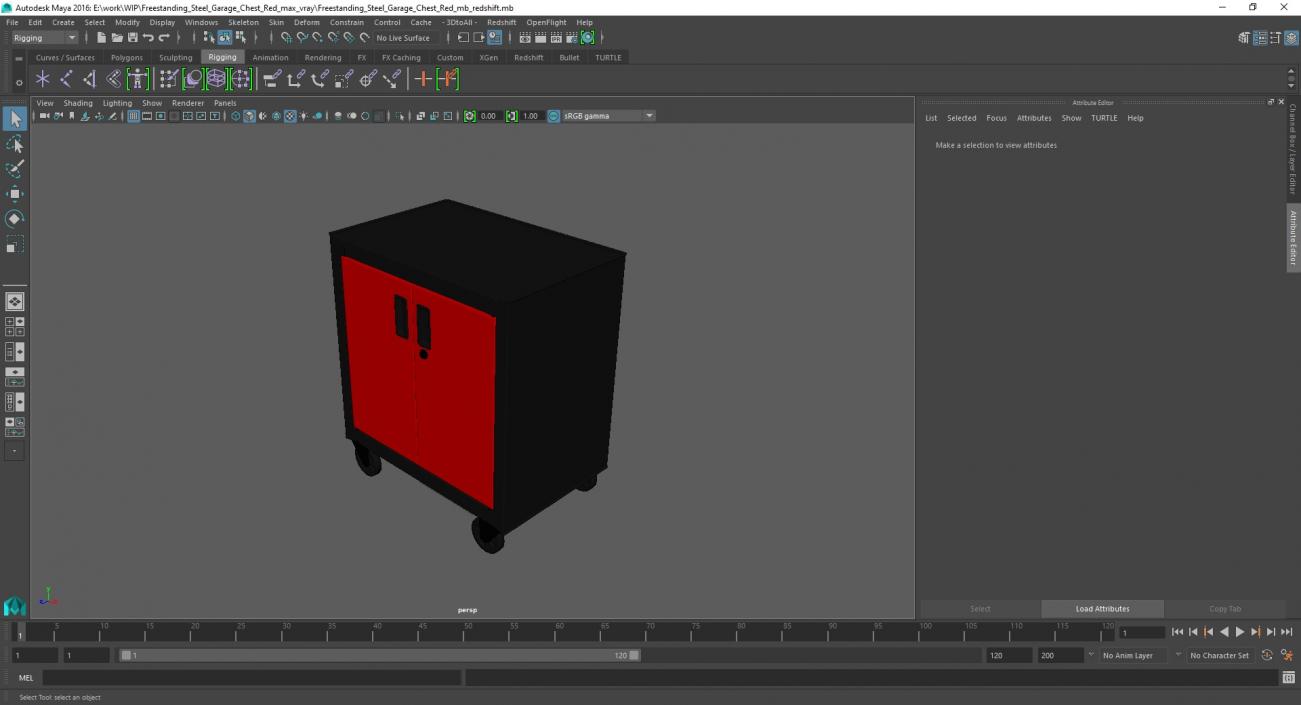 3D model Freestanding Steel Garage Chest Red