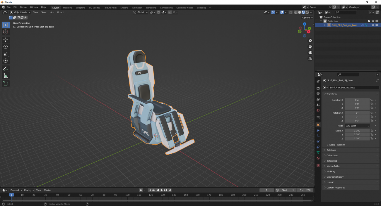 Sci-fi Pilot Seat 3D