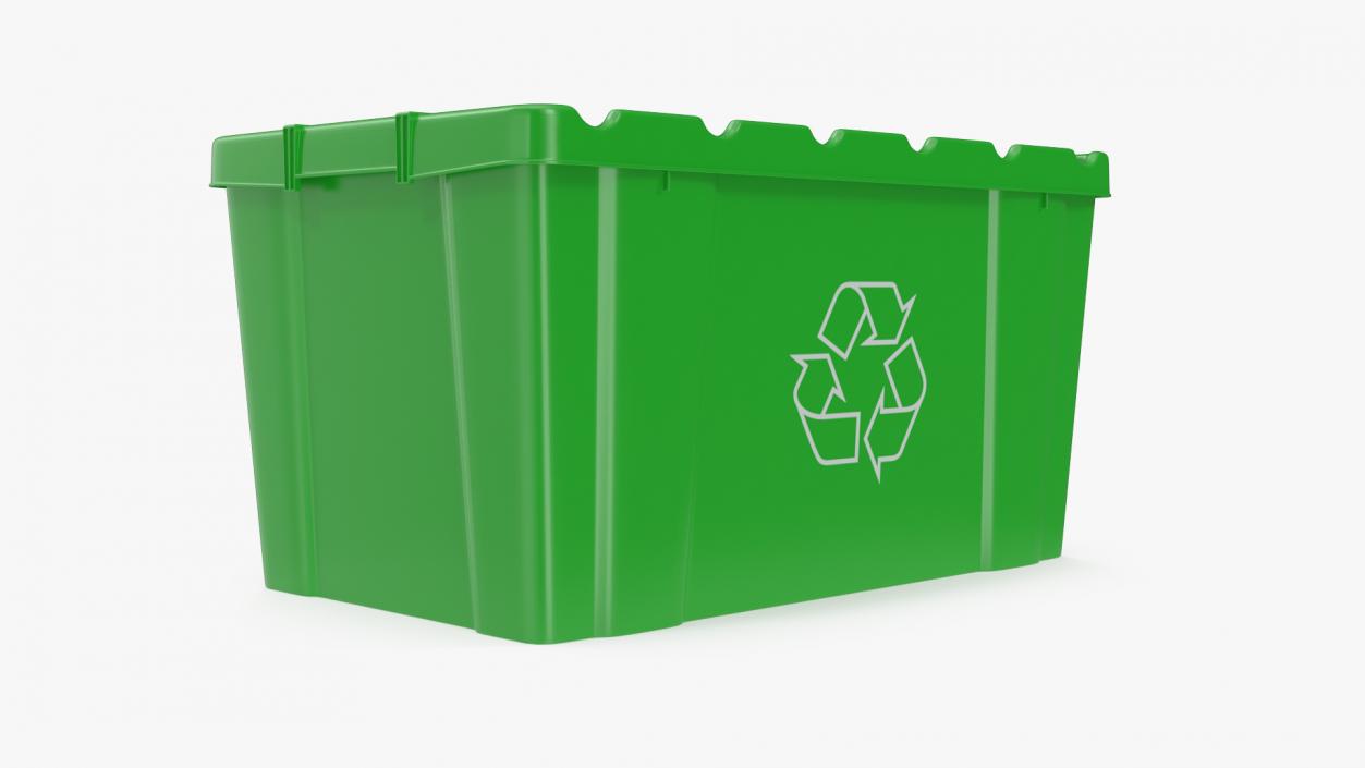 Green Recycling Bin 3D model