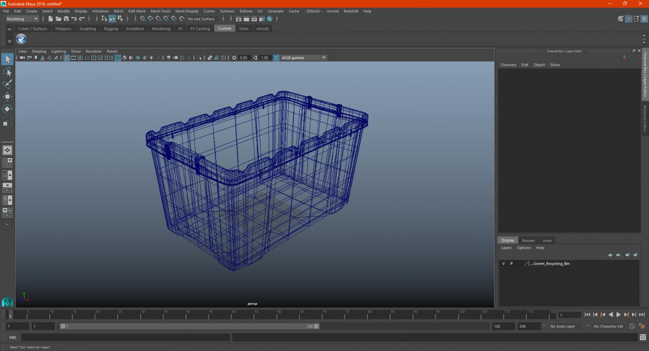 Green Recycling Bin 3D model