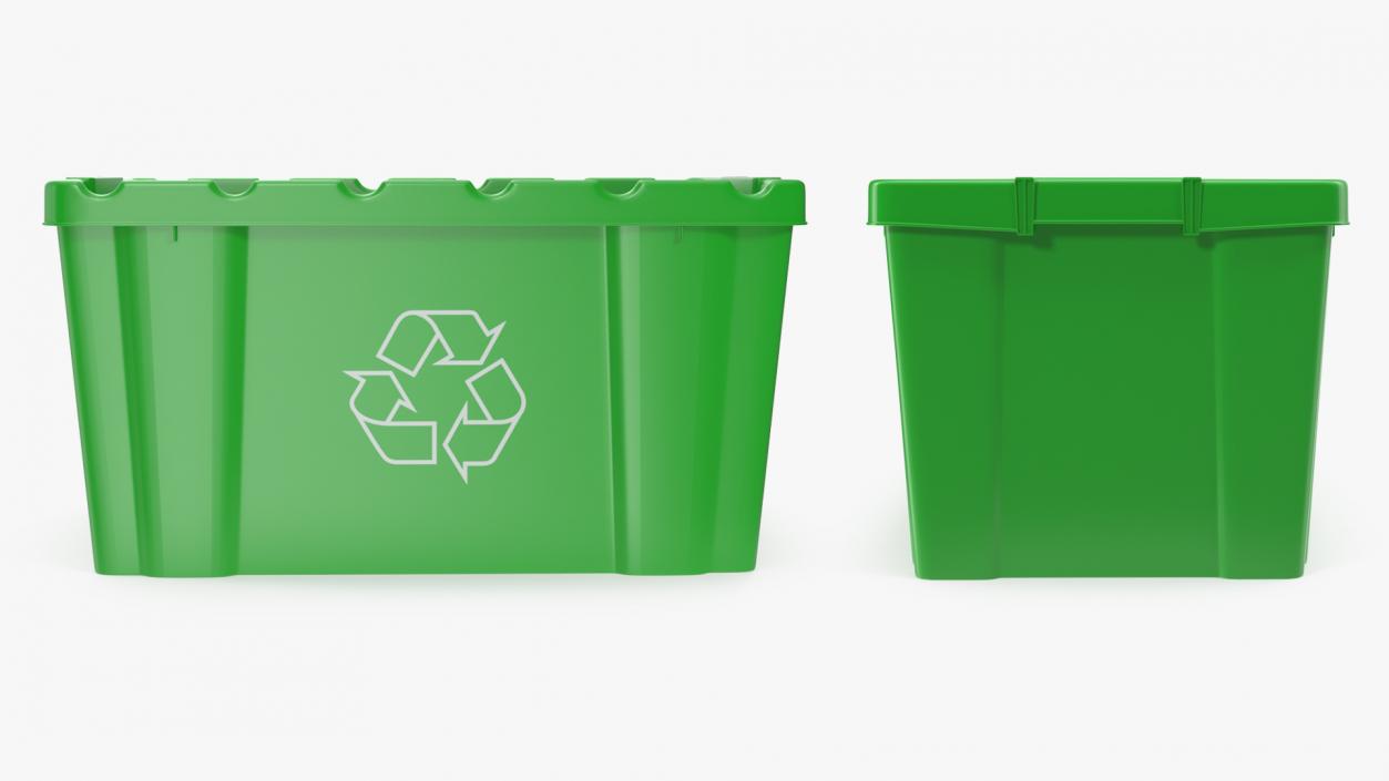 Green Recycling Bin 3D model