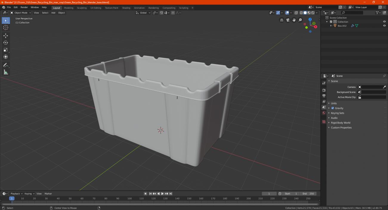 Green Recycling Bin 3D model